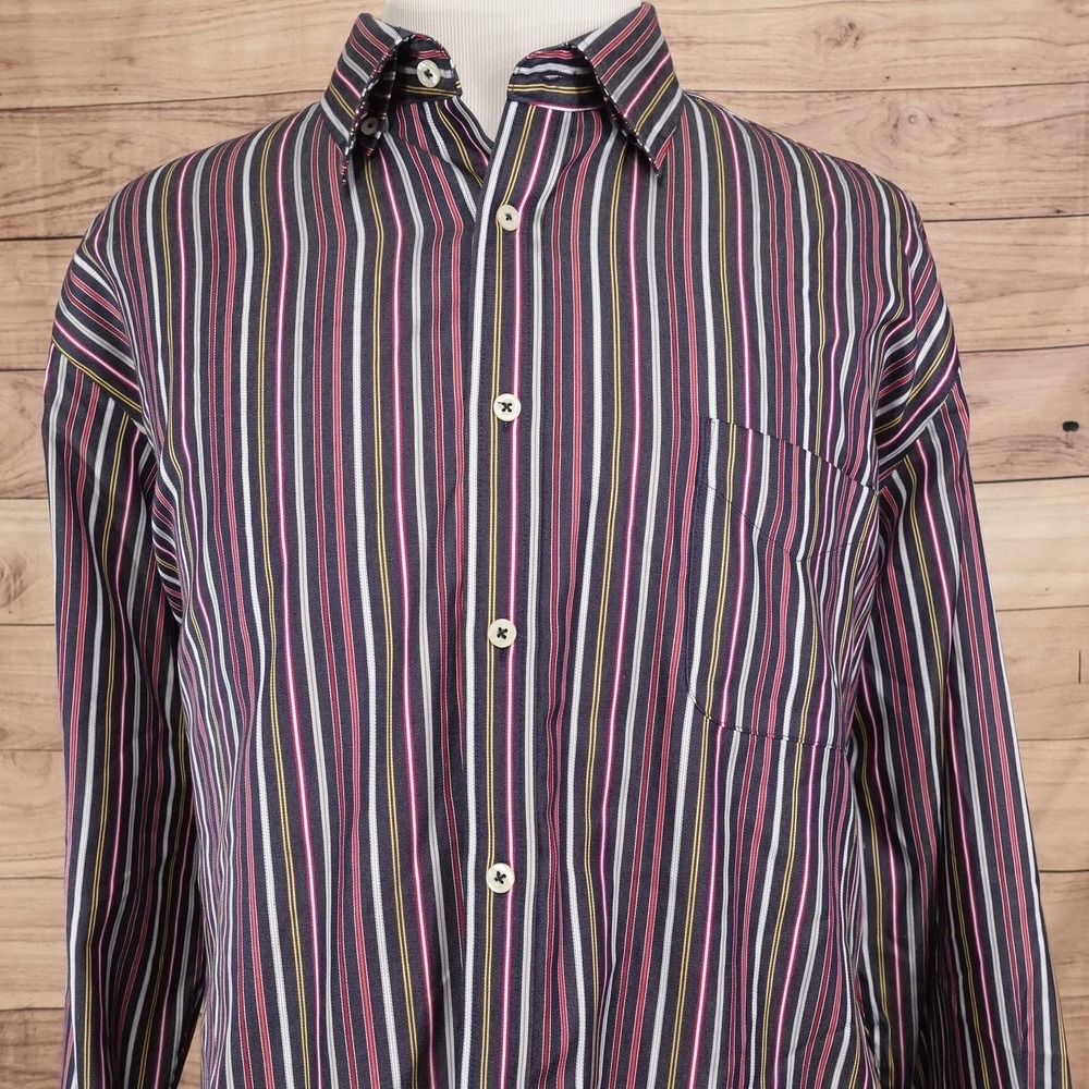 Forsyth Of Canada Shirt Mens 2XL Blue Striped Long Sleeve Button-Up Non Iron